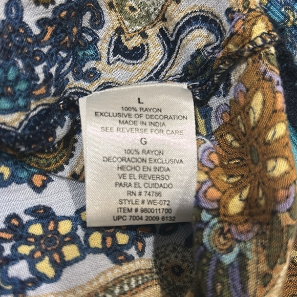 Bila Floral cold shoulder detail trim Top Blouse trumpet sleeves Boho Gauzy L - Picture 5 of 8